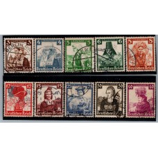 ALEMANIA 1935 Yv 547/56 SERIE COMPLETA DE ESTAMPILLAS USADAS 65 EUROS